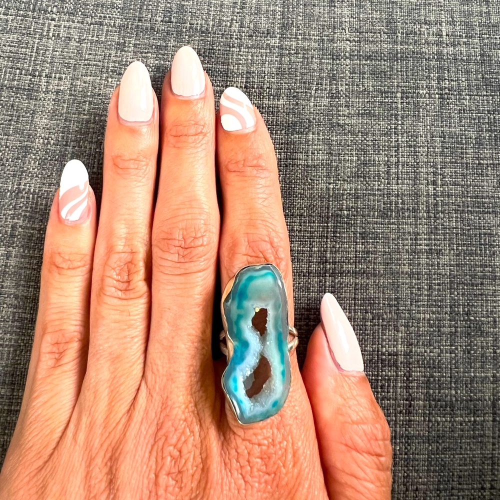 Sterling silver agate ring-size 8